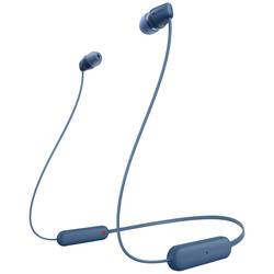 Sony WI-C100 In Ear Headset Bluetooth® stereo modrá headset, personalizace zvuku, regulace hlasitosti, nákrčník, odolné vůči potu, odolná vůči vodě