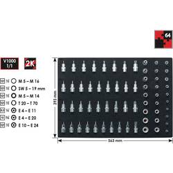 Vigor sada nástrčných klíčů a bitů 1/2, 1/4 (6,3 mm), 3/8 64dílná V2837