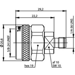 Telegärtner 100024220 100024220 koaxiální adaptér N zástrčka - SMA zásuvka 1 ks