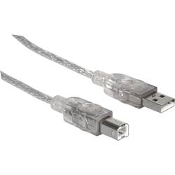 Manhattan USB kabel USB 2.0 USB-A zástrčka, USB-B zástrčka 3.00 m stříbrná 340458