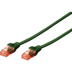 Digitus DK-1617-100/G RJ45 síťové kabely, propojovací kabely CAT 6 U/UTP 10.00 m zelená samozhášecí, bez halogenů, kulatý, kroucené páry , nestíněný 1 ks