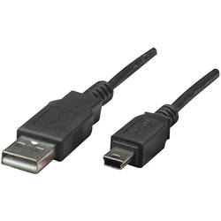 Manhattan USB kabel USB 2.0 USB-A zástrčka, USB Mini-B zástrčka 1.80 m černá pozlacené kontakty, UL certifikace 333375-CG