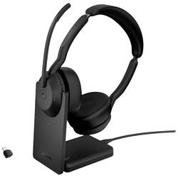 Jabra Evolve 2 55 MS Stereo Sluchátka On Ear Bluetooth®, 25599-999-889, stereo, černá, Potlačení hluku, Redukce šumu mikrofonu