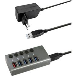 Maxtrack CH10L 5 portů USB 3.0-hub lze spínat jednotlivě stříbrnošedá