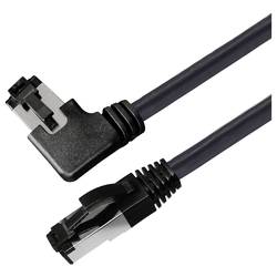 Maxtrack TI51-1L RJ45 síťové kabely, propojovací kabely CAT 8.1 S/FTP 1 m černá 90° zatočeno doprava, jednoduché stínění 1 ks