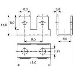 Vogt Verbindungstechnik 3871h.95 faston zástrčka Šířka zástrčky: 6.30 mm Tloušťka konektoru: 0.8 mm 250 ks