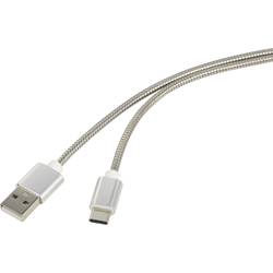 Renkforce USB kabel USB 2.0 USB-A zástrčka, USB-C ® zástrčka 1.00 m stříbrná kabelový plášť z nerezové oceli RF-4888671