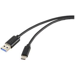 Renkforce USB kabel USB 3.2 Gen2 USB-C ® zástrčka, USB-A zástrčka 1.00 m černá kompletní stínění RF-5720404