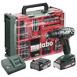 Metabo BS 18 Set aku vrtací šroubovák 18 V, 2 Ah Li-Ion, 602207710, vč. 2x aku, bezkartáčové, kufřík, vč. nabíječky, vč. příslušenství