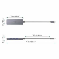 Aukey CB-H36 4 porty USB 3.0-hub stříbrná