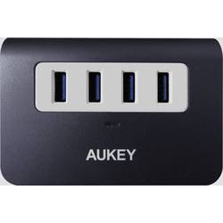 Aukey CB-H5 4 porty USB 3.0 / USB 2.0 kombinovaný hub pod omítku šedobílá