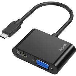 Hama 00200313 USB-C® / HDMI / VGA adaptér [1x USB-C® zástrčka - 1x VGA zásuvka, HDMI zásuvka] černá