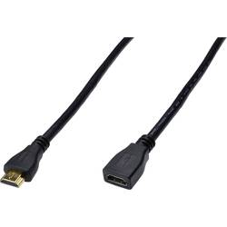 Digitus HDMI prodlužovací kabel Zástrčka HDMI-A, Zásuvka HDMI-A 3.00 m černá AK-330201-030-S 4K UHD, kulatý, pozlacené kontakty, třížilový stíněný HDMI kabel