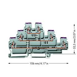 WAGO 870-556 trojitá svorka na DIN lištu 5 mm pružinová svorka osazení: L šedá 50 ks