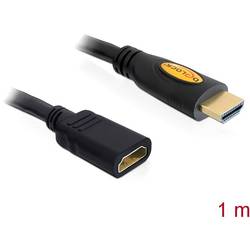 Delock HDMI prodlužovací kabel Zástrčka HDMI-A, Zásuvka HDMI-A 1.00 m černá 83079 4K UHD, pozlacené kontakty HDMI kabel