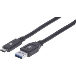 Manhattan USB kabel USB 3.2 Gen1 (USB 3.0 / USB 3.1 Gen1) USB-A zástrčka, USB-C ® zástrčka 3.00 m černá 354981