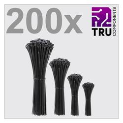 TRU COMPONENTS TC-12888552, T24CA070, stahovací pásky, 3.6 mm, 100 mm, 150 mm, 200 mm, 300 mm, černá, odolná vůči UV záření, 200 ks