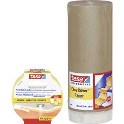 tesa krycí papír tesa® Easy Cover světle hnědá, žlutá vč. malířské pásky PRECISION INDOOR 25 m x 25 mm, popisovatelné, vysoká odolnost proti roztrhnutí, bez