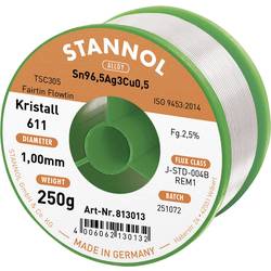 Stannol Kristall 611 Fairtin bezolovnatý pájecí cín bez olova Sn96,5Ag3Cu0,5 REM1 250 g 1 mm