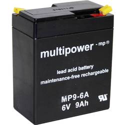 multipower MP9-6A A9680 olověný akumulátor 6 V 9 Ah olověný se skelným rounem (š x v x h) 97 x 118 x 56 mm plochý konektor 4,8 mm bezúdržbové, nepatrné vybíjení