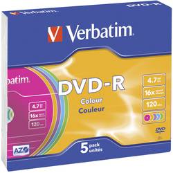 Verbatim 43557 DVD-R 4.7 GB 5 ks Slimcase barevný