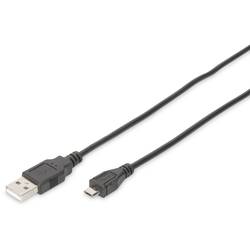 Digitus USB kabel USB 2.0 USB-A zástrčka, USB Micro-B zástrčka 1.80 m černá kulatý, dvoužilový stíněný DB-300127-018-S