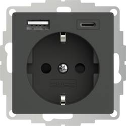 2USB 2U-449542 zásuvka s ochranným kontaktem s nabíjením přes USB, dětská ochrana, VDE IP20 antracitová