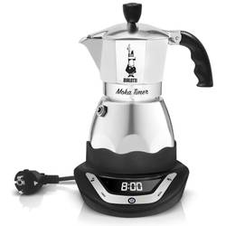 Bialetti Moka Timer 6 Cup kávovar na espresso a cappuccino černá, stříbrná