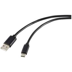 Renkforce USB kabel USB 2.0 USB-C ® zástrčka, USB-A zástrčka 1.80 m černá kompletní stínění RF-5720398