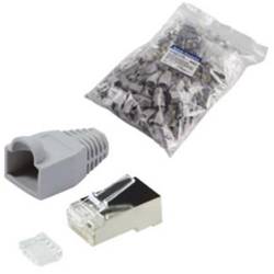 LogiLink MP0021 Konektor RJ45 CAT 6, stíněný MP0021 zástrčka, rovná počet pólů: 8P8C šedá 100 ks