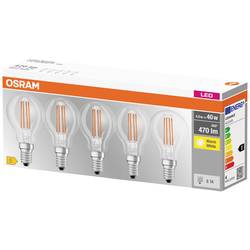 OSRAM 4058075090668 LED Energetická třída (EEK2021) E (A - G) E14 kapkový tvar 4 W = 40 W teplá bílá (Ø x d) 45 mm x 78 mm vlákno 5 ks