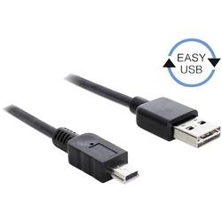 Delock USB kabel USB 2.0 USB-A zástrčka, USB Mini-B zástrčka 3.00 m černá oboustranně zapojitelná zástrčka, pozlacené kontakty, UL certifikace 83364