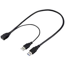 Renkforce USB kabel USB 3.0 USB-A zástrčka, USB-A zástrčka, USB-A zásuvka 50 cm černá RF-5719752