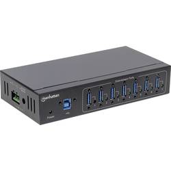 Manhattan 164405 7 portů USB 3.0 hub kovový ukazatel, pro průmyslové použití, pro montáž na zeď černá