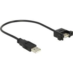 Delock USB kabel USB 2.0 USB-A zástrčka, USB-A zásuvka 0.25 m černá pozlacené kontakty 85462