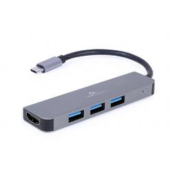 Gembird A-CM-COMBO2-01 USB-C® (USB 3.1) Multiport hub šedá