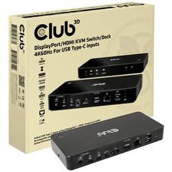 club3D KVM Switch 4K60Hz přepínač KVM HDMI, DisplayPort dálkové ovládání 3840 x 2160 Pixel