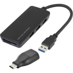 Renkforce 3 porty USB 3.0 hub se zabudovanou čtečkou SD karet černá