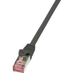 LogiLink CQ2023S RJ45 síťové kabely, propojovací kabely CAT 6 S/FTP 0.50 m černá samozhášecí, s ochranou 1 ks