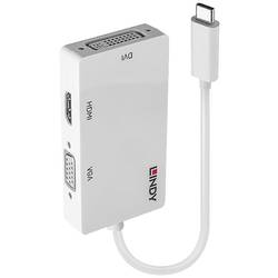 LINDY USB-C®, VGA konvertor [1x USB-C® zástrčka - 1x DVI zásuvka 24+5pólová, HDMI zásuvka, VGA zásuvka] 43273 0.13 m