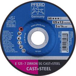 PFERD 62212747 E 125-7 ZIRKON SG CAST+STEEL brusný kotouč lomený Průměr 125 mm Ø otvoru 22.23 mm Šedá / tvárná litina, ocel, ocelový odlitek 10 ks