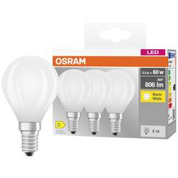 OSRAM 4058075592599 LED Energetická třída (EEK2021) D (A - G) E14 kapkový tvar 5.5 W = 60 W teplá bílá (Ø x v) 45 mm x 45 mm 3 ks