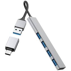 Hama 4 porty Víceportový USB-C® rozbočovač (USB 3.2 Gen 1) s konektorem USB C šedá