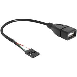 Delock USB kabel USB 2.0 plochý konektor 4pol., USB-A zásuvka 0.20 m černá UL certifikace 83291