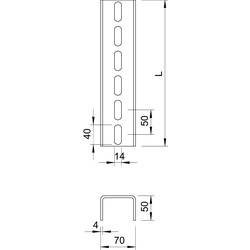 OBO Bettermann 6479308 U-stojina (d x š x v) 6 m x 70.00 mm x 50.00 mm 1 ks šedá