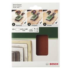 Bosch Accessories 2609256B18 sada brusného papíru bez otvorů Zrnitost 60, 120, 180 (d x š) 140 mm x 115 mm 1 sada