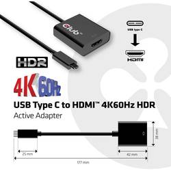 club3D CAC-2504 USB adaptér [1x USB 3.1 zástrčka C - 1x HDMI zásuvka] černá