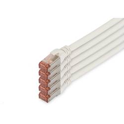 Digitus DK-1644-100-WH-5 RJ45 síťové kabely, propojovací kabely CAT 6 S/FTP 10.00 m bílá fóliové stínění, kompletní stínění, stíněný, bez halogenů, simplexní