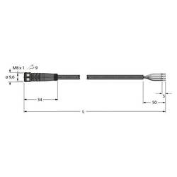 Turck PKG4M-2/TXL připojovací kabel pro senzory - aktory, 6625553, piny: 4, 2 m, 1 ks