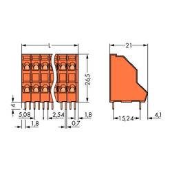 WAGO 736-415 dvojřadá svorka 2.50 mm² Pólů 30 oranžová 21 ks